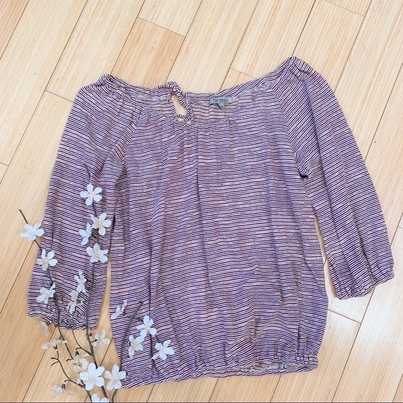 Anthropologie Tops - Anthropologie Bordeaux Striped Shirt, S.